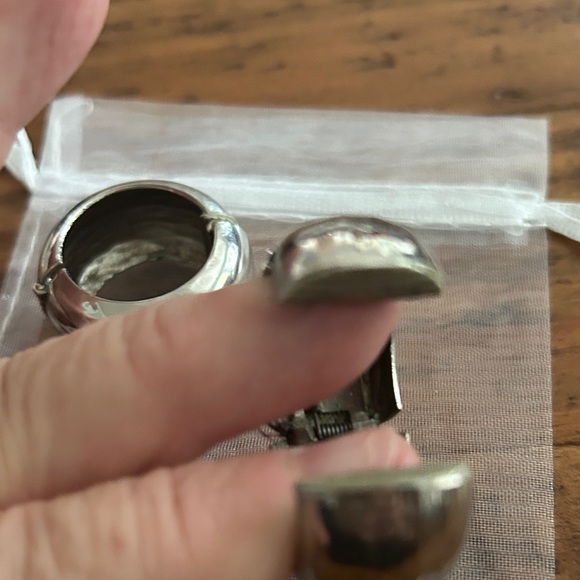 Vintage Silver‎ Hoop clip Earrings - Picture 4 of 5